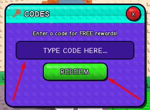 The TYPE CODE HERE... box and the REDEEM button in Scare Them Out!