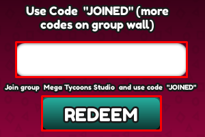 Build a Squid Game enter codes box and redeem code button