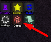 The Codes button in Meme Tower Defense