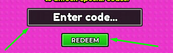 The Enter code... box and REDEEM button in My Dino Life!