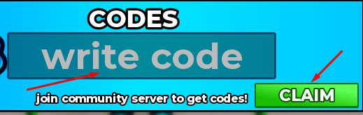 write code box and CLAIM button to redeem codes in Army Tower Tycoon
