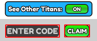 Merge Titan Army enter codes box and claim button
