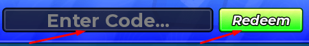 Enter Code box and Redeem button to redeem codes in Divine Rarities
