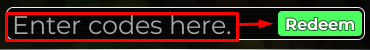 The "Enter codes here" box and Redeem button in Outbreak