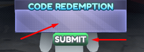 CODE REDEMPTION box and SUBMIT button to redeem codes in Chameleon