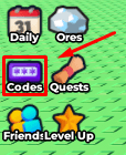 The "Codes" button in Build a Digger