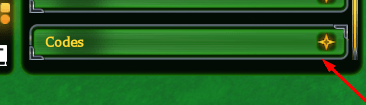 The Codes button in Dragon Generations