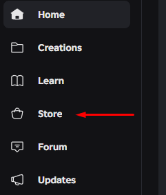 The "Store" button in Roblox's creator dashboard