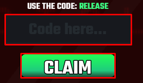 CONTROL enter codes box and claim button