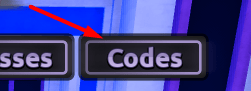 The Codes button in Tales Of Tanorio