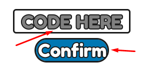 CODE HERE box and Confirm button to redeem codes in Baby Simulator