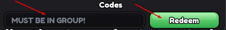 MUST BE IN GROUP! box and Redeem button to use codes in Clean The Skyscraper!