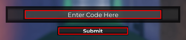 Heroes Online 2 enter codes box and submit button