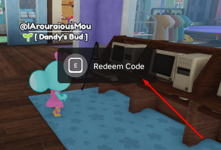 The Redeem Code button in Dandy's World