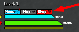 The Shop button in World Of Heroes