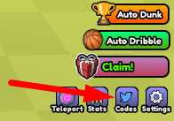 The Codes button in Dunk Battles