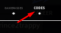 Codes button that reveals the code redemption interface