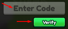 The "Enter Code" box and Verify button in Brainrot Imposter