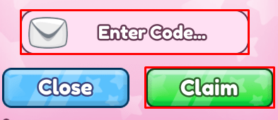 Build A Buddy enter codes box and claim button