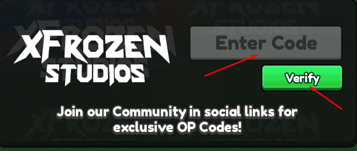 Enter Code box and Verify button to redeem codes in Don't Steal My Eggs! roblox game