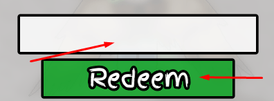Text box and Redeem button to redeem codes in Larp Your Character!
