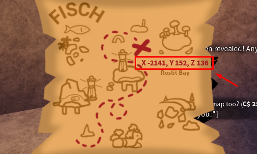 A treasure map in Fisch
