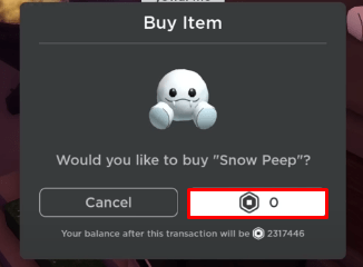 Slap Battles Snow Peep Plush purchase button