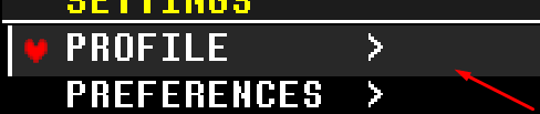 The PROFILE button in UNDERTALE: Multiplayer