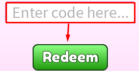 The "Enter code here" box and Redeem button in Feed Your Toilet