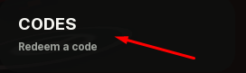 Codes button in Rally Panic!