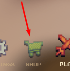 The SHOP button in Pixel Blade