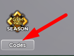 The Codes button in Gym League