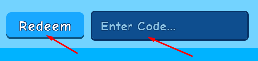 Enter Code box and Redeem button to redeem codes in Bubble Gum Simulator
