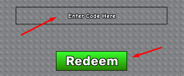 The "Enter Code Here" box and redeem button in Ding Dong Ditch A Brainrot