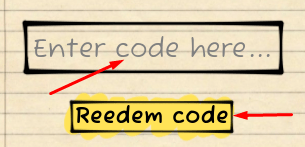 Enter code here box and Reedem code button to redeem codes in Incommunication