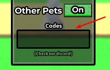 The blank box below Codes in +1 Gun Evolution