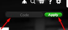 The Code box and Apply button in RB World 5