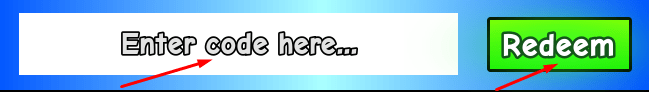 Enter code here box and Redeem button to redeem codes in Soccer Card RNG
