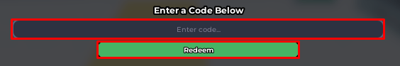 Faith Incremental enter codes box and redeem button