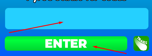 Text box and ENTER button to redeem codes in The Floor is Lava