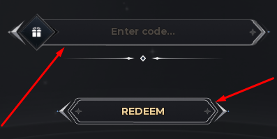 The Enter code... box and REDEEM button in CloverFall
