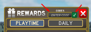 Enter Code box and Check button to redeem codes in Build a Kingdom