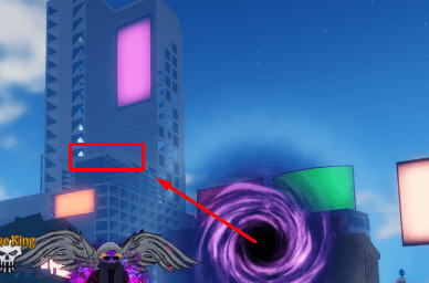 The spot under the purple billboard in Sailor Piece