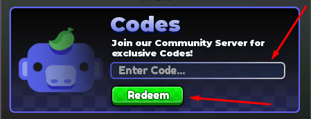 The Enter Code... box and Redeem button in Anime Dice