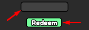 Code text box and Redeem button to redeem codes in Anime Card Battle X