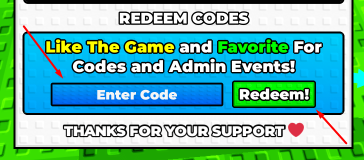 The Enter Code box and Redeem! button in +1 Blocks Per Click