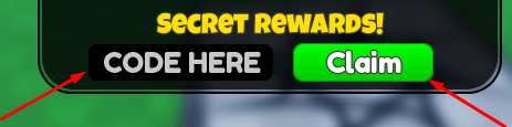 The CODE HERE box and Claim button in +1 Speed Werewolf Escape
