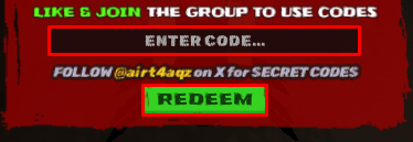 Chasing enter codes box and redeem button