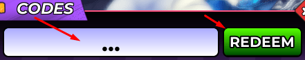 The codes box and REDEEM button in Dungeon Lootr