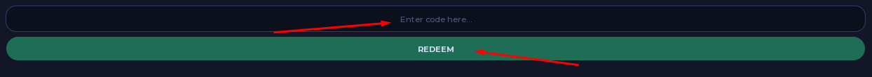 Enter code here box and REDEEM button to redeem codes in Sorcerer Incremental